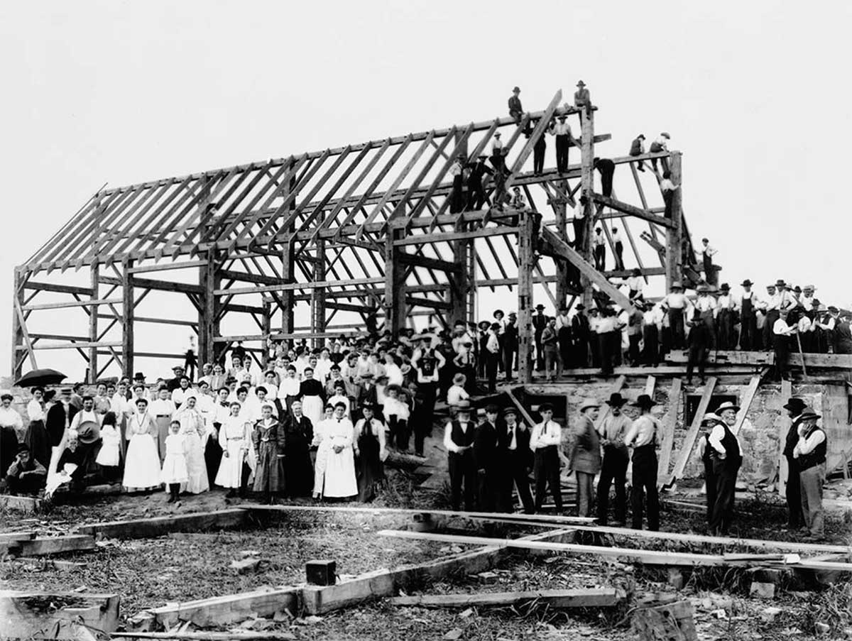 Barn-raising in Toronto, Canada