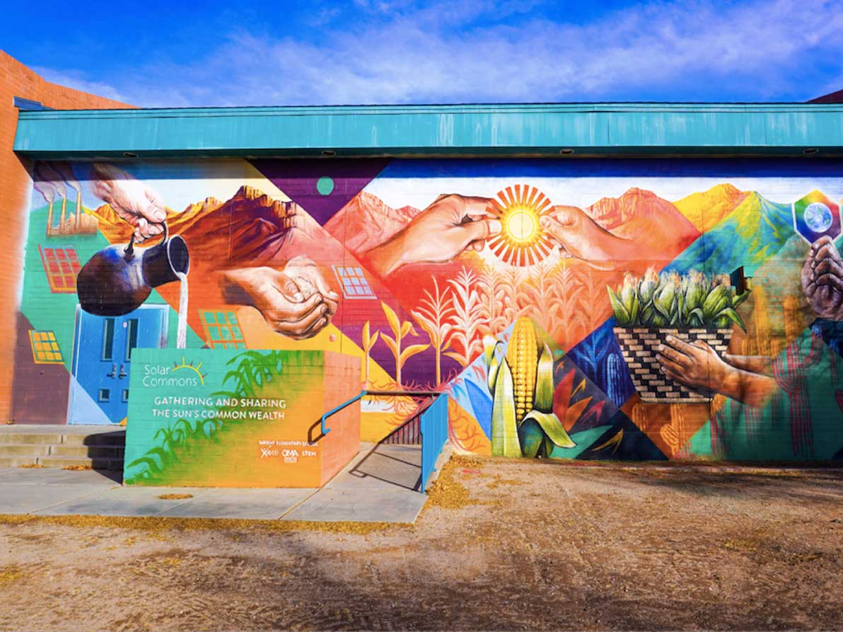 Solar Commons mural in Tucson, Arizona, celebrates a commons-built and –owned energy system.